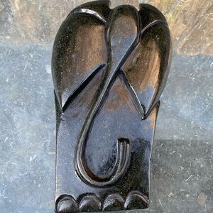 Vintage Signed Carved Black Stone African Elephant Sculpture Animal Collectable